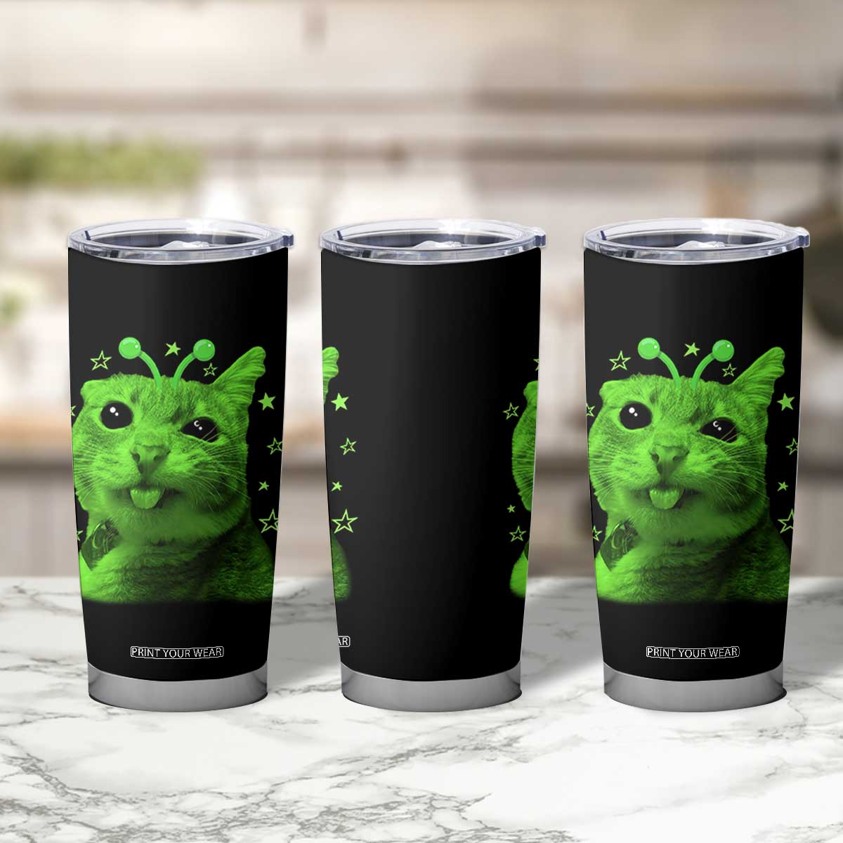 Funny Alien Cat Meme Retro Y2K Vintage Space Kitty Tumbler Cup TS10 Print Your Wear