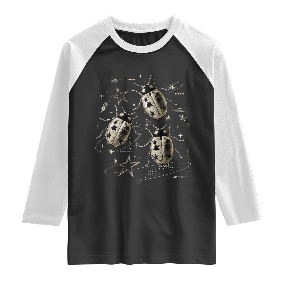 Cute Ladybug Y2k Grunge 2000s Alt 90s Vintage Star Dots Teen Raglan Shirt TS10 Black White Print Your Wear