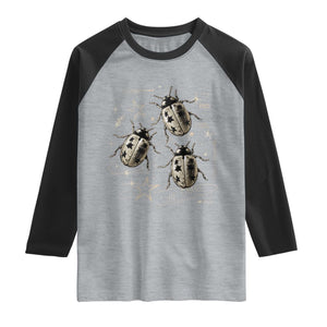 Cute Ladybug Y2k Grunge 2000s Alt 90s Vintage Star Dots Teen Raglan Shirt TS10 Heather Gray Black Print Your Wear