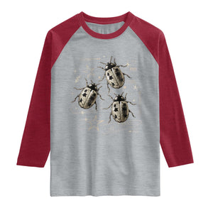 Cute Ladybug Y2k Grunge 2000s Alt 90s Vintage Star Dots Teen Raglan Shirt TS10 Heather Gray Heather Red Print Your Wear