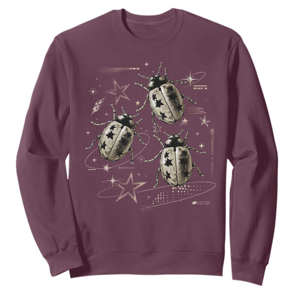 Cute Ladybug Y2k Grunge 2000s Alt 90s Vintage Star Dots Teen Sweatshirt TS10 Maroon Print Your Wear