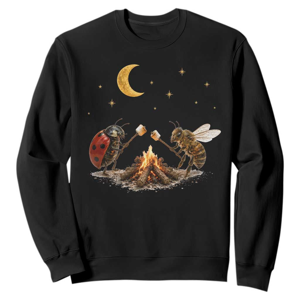 Bee And Ladybug Campfire Sweatshirt Cottagecore Gift TS10 Black Print Your Wear