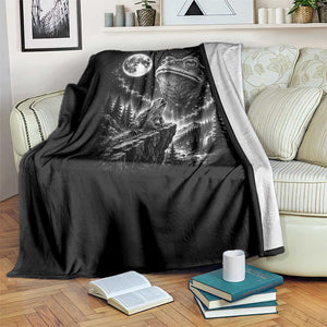 Frog Moon Throw Blanket Vintage 90s Frog Howling to Moon Parody Meme TS10 Print Your Wear