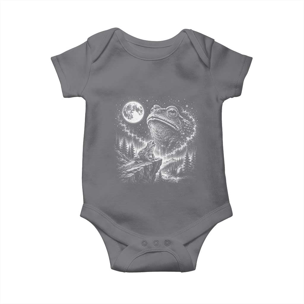 Frog Moon Baby Onesie Vintage 90s Frog Howling to Moon Parody Meme TS10 Charcoal Print Your Wear