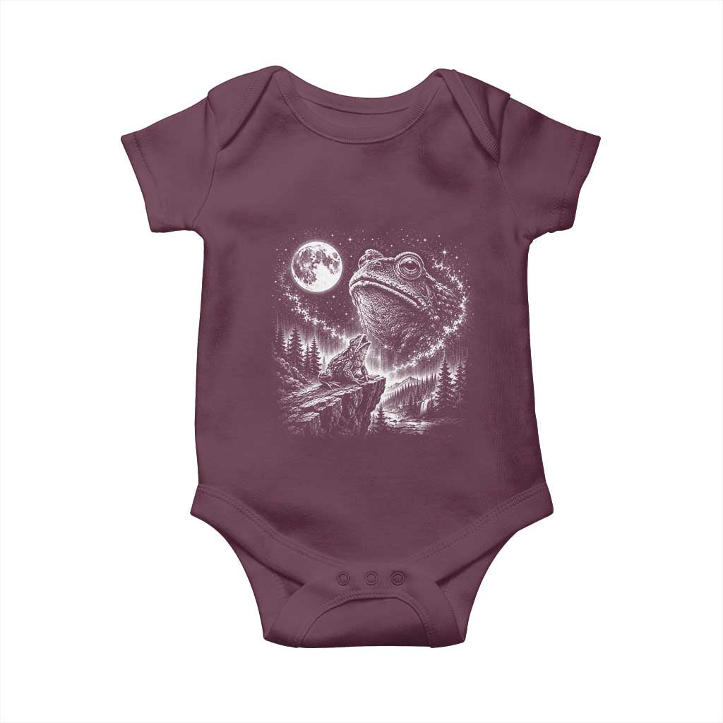 Frog Moon Baby Onesie Vintage 90s Frog Howling to Moon Parody Meme TS10 Maroon Print Your Wear