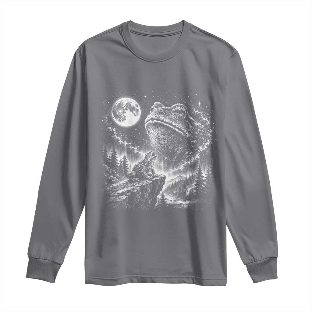 Frog Moon Long Sleeve Shirt Vintage 90s Frog Howling to Moon Parody Meme TS10 Charcoal Print Your Wear