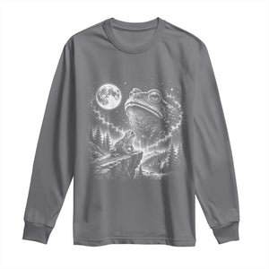 Frog Moon Long Sleeve Shirt Vintage 90s Frog Howling to Moon Parody Meme TS10 Charcoal Print Your Wear