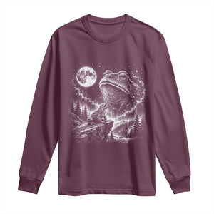 Frog Moon Long Sleeve Shirt Vintage 90s Frog Howling to Moon Parody Meme TS10 Maroon Print Your Wear