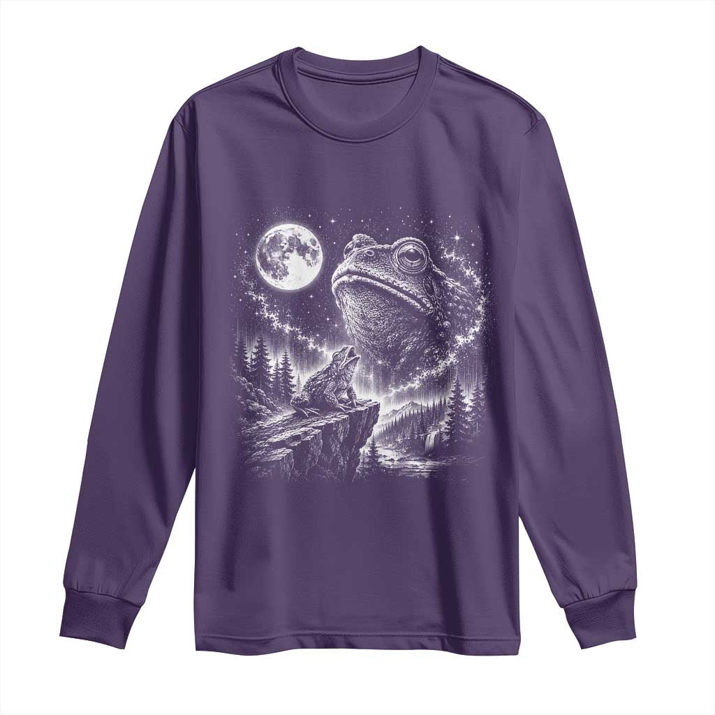 Frog Moon Long Sleeve Shirt Vintage 90s Frog Howling to Moon Parody Meme TS10 Purple Print Your Wear