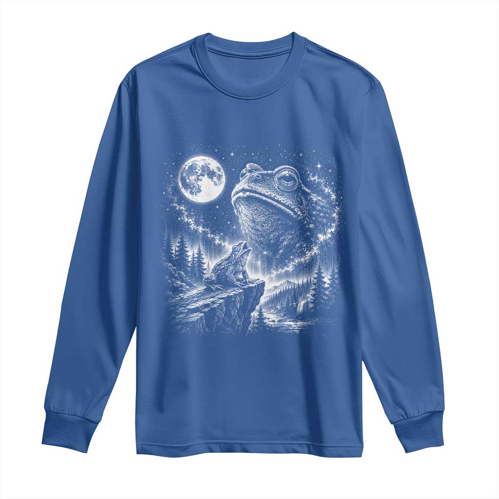Frog Moon Long Sleeve Shirt Vintage 90s Frog Howling to Moon Parody Meme TS10 Royal Blue Print Your Wear