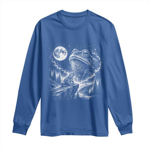 Frog Moon Long Sleeve Shirt Vintage 90s Frog Howling to Moon Parody Meme TS10 Royal Blue Print Your Wear