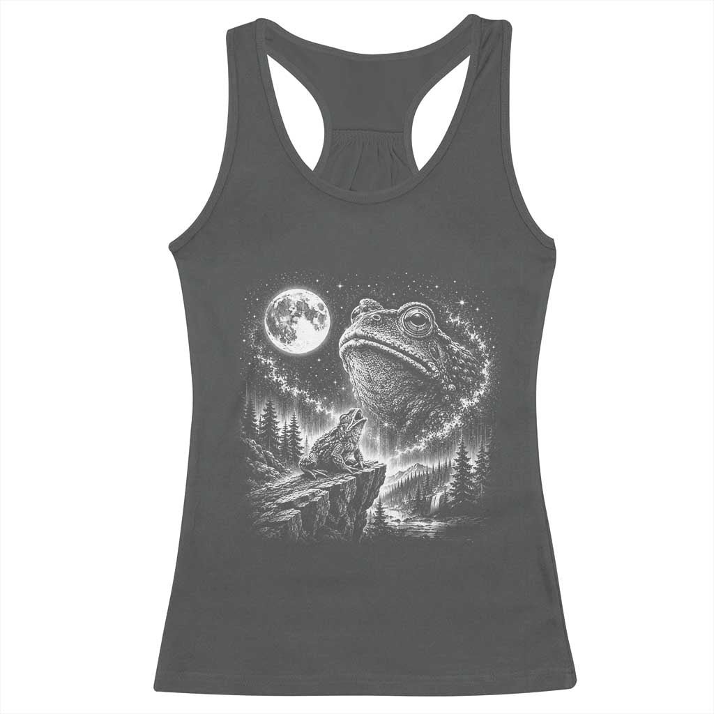 Frog Moon Racerback Tank Top Vintage 90s Frog Howling to Moon Parody Meme TS10 Dark Heather Print Your Wear
