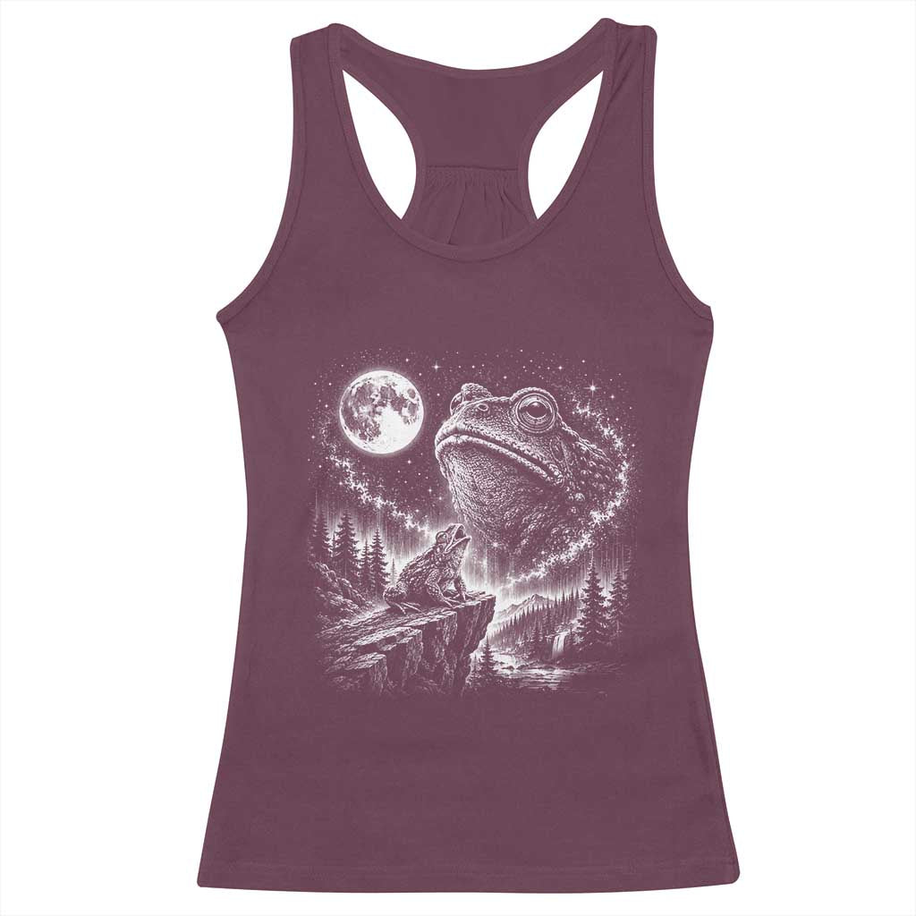 Frog Moon Racerback Tank Top Vintage 90s Frog Howling to Moon Parody Meme TS10 Maroon Print Your Wear