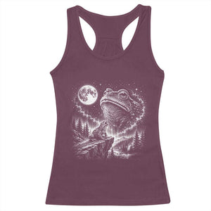 Frog Moon Racerback Tank Top Vintage 90s Frog Howling to Moon Parody Meme TS10 Maroon Print Your Wear