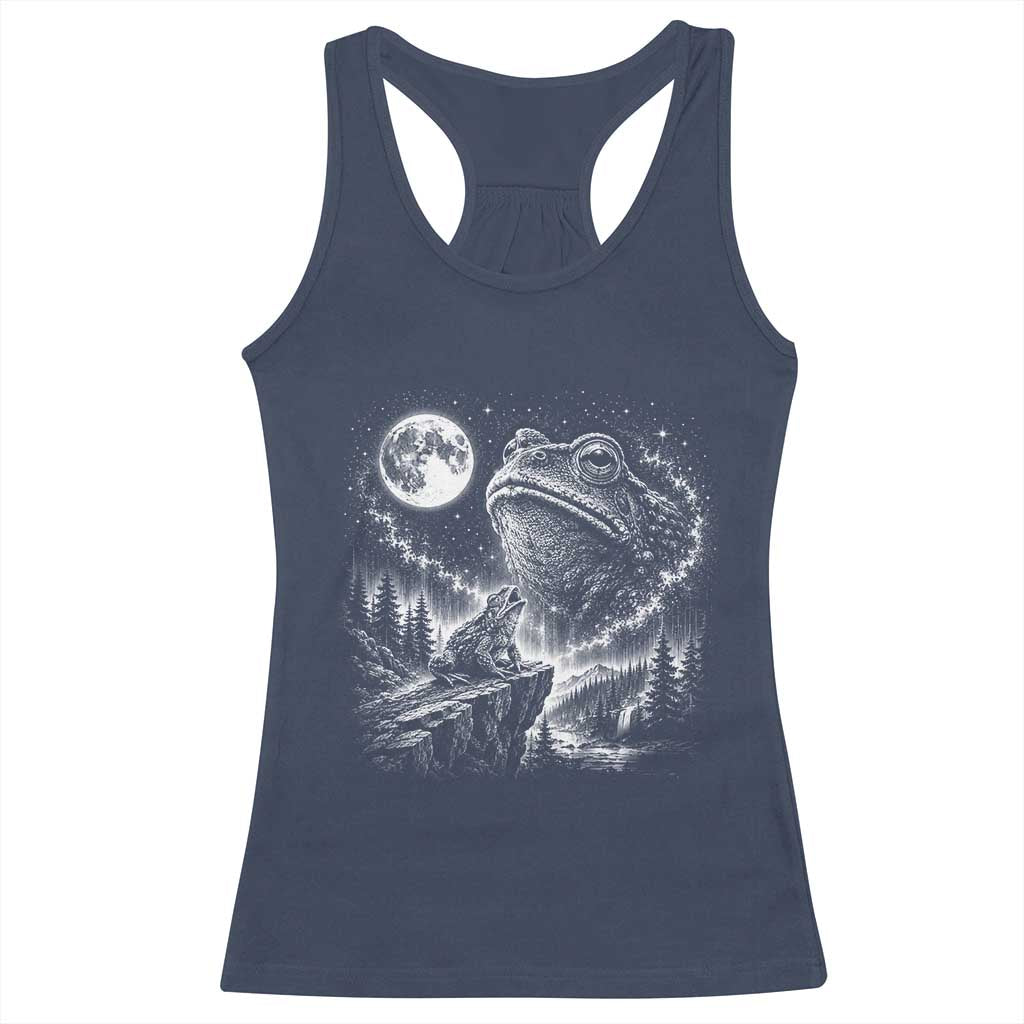Frog Moon Racerback Tank Top Vintage 90s Frog Howling to Moon Parody Meme TS10 Navy Print Your Wear