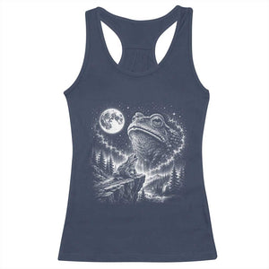 Frog Moon Racerback Tank Top Vintage 90s Frog Howling to Moon Parody Meme TS10 Navy Print Your Wear