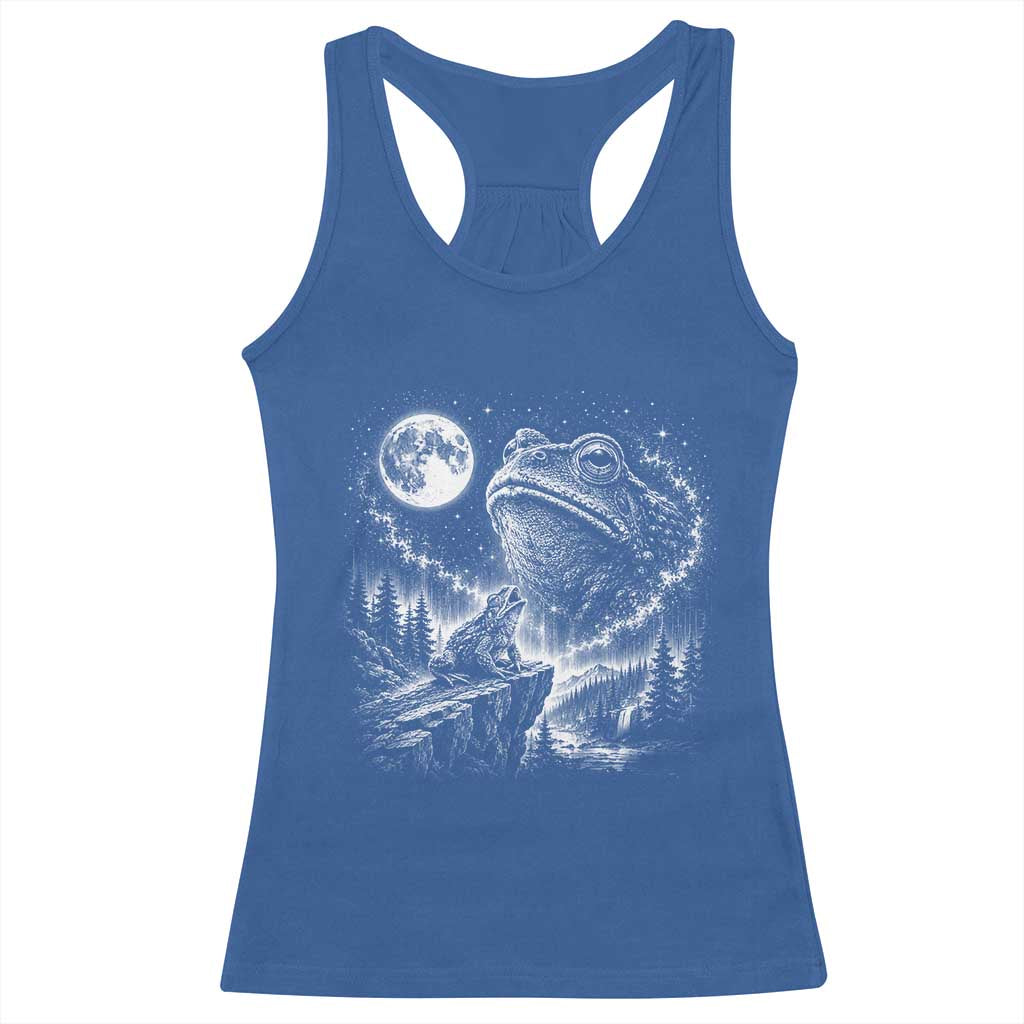 Frog Moon Racerback Tank Top Vintage 90s Frog Howling to Moon Parody Meme TS10 Royal Blue Print Your Wear