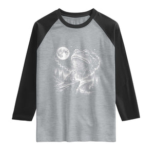 Frog Moon Raglan Shirt Vintage 90s Frog Howling to Moon Parody Meme TS10 Heather Gray Black Print Your Wear