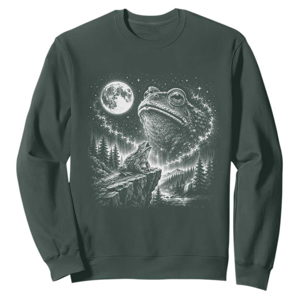 Frog Moon Sweatshirt Vintage 90s Frog Howling to Moon Parody Meme TS10 Dark Forest Green Print Your Wear