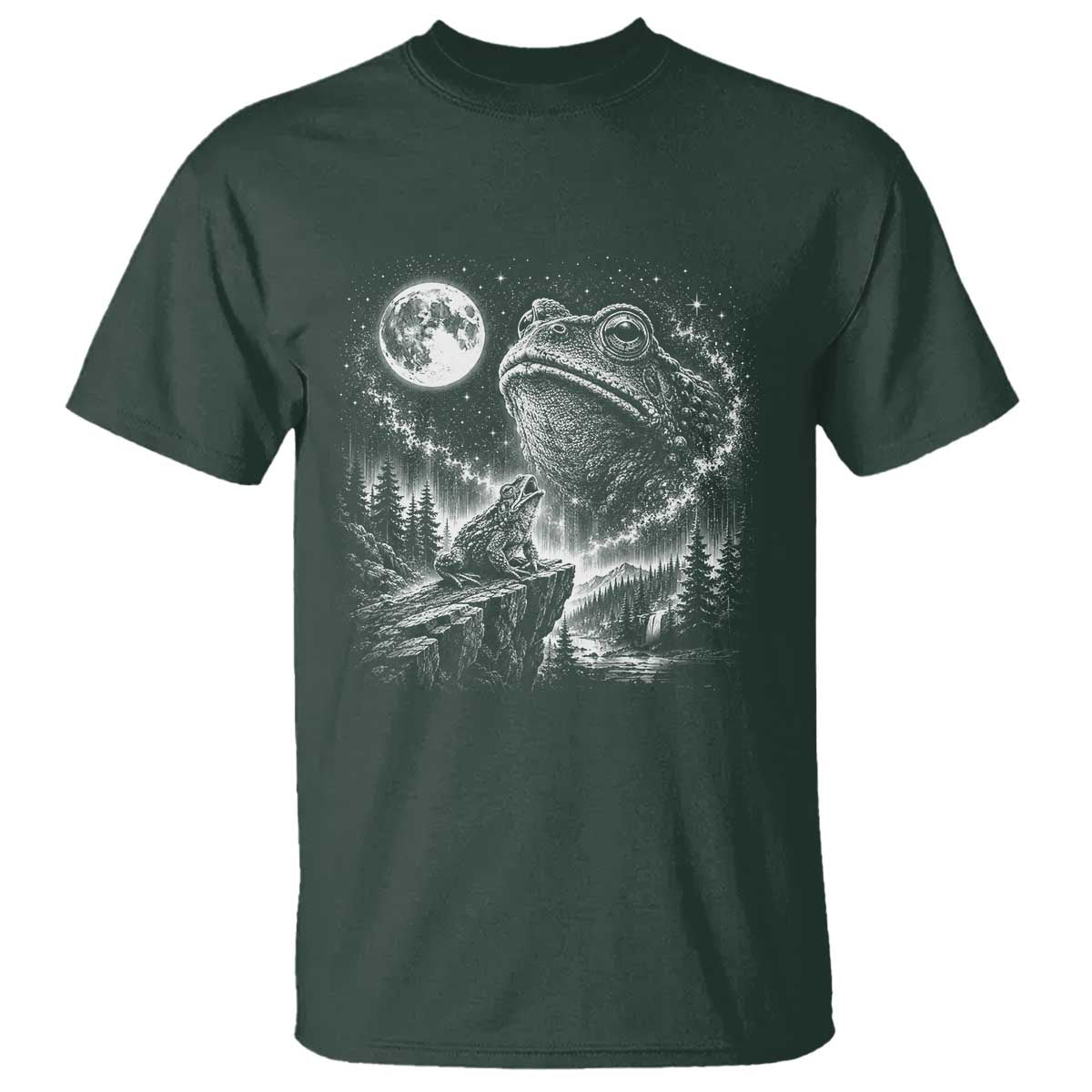 Frog Moon T Shirt Vintage 90s Frog Howling to Moon Parody Meme TS10 Dark Forest Green Print Your Wear