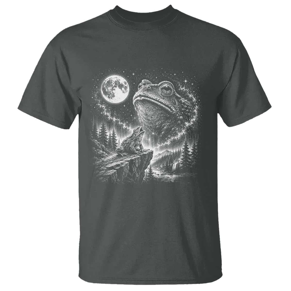 Frog Moon T Shirt Vintage 90s Frog Howling to Moon Parody Meme TS10 Dark Heather Print Your Wear