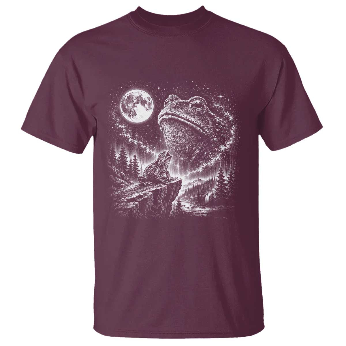 Frog Moon T Shirt Vintage 90s Frog Howling to Moon Parody Meme TS10 Maroon Print Your Wear