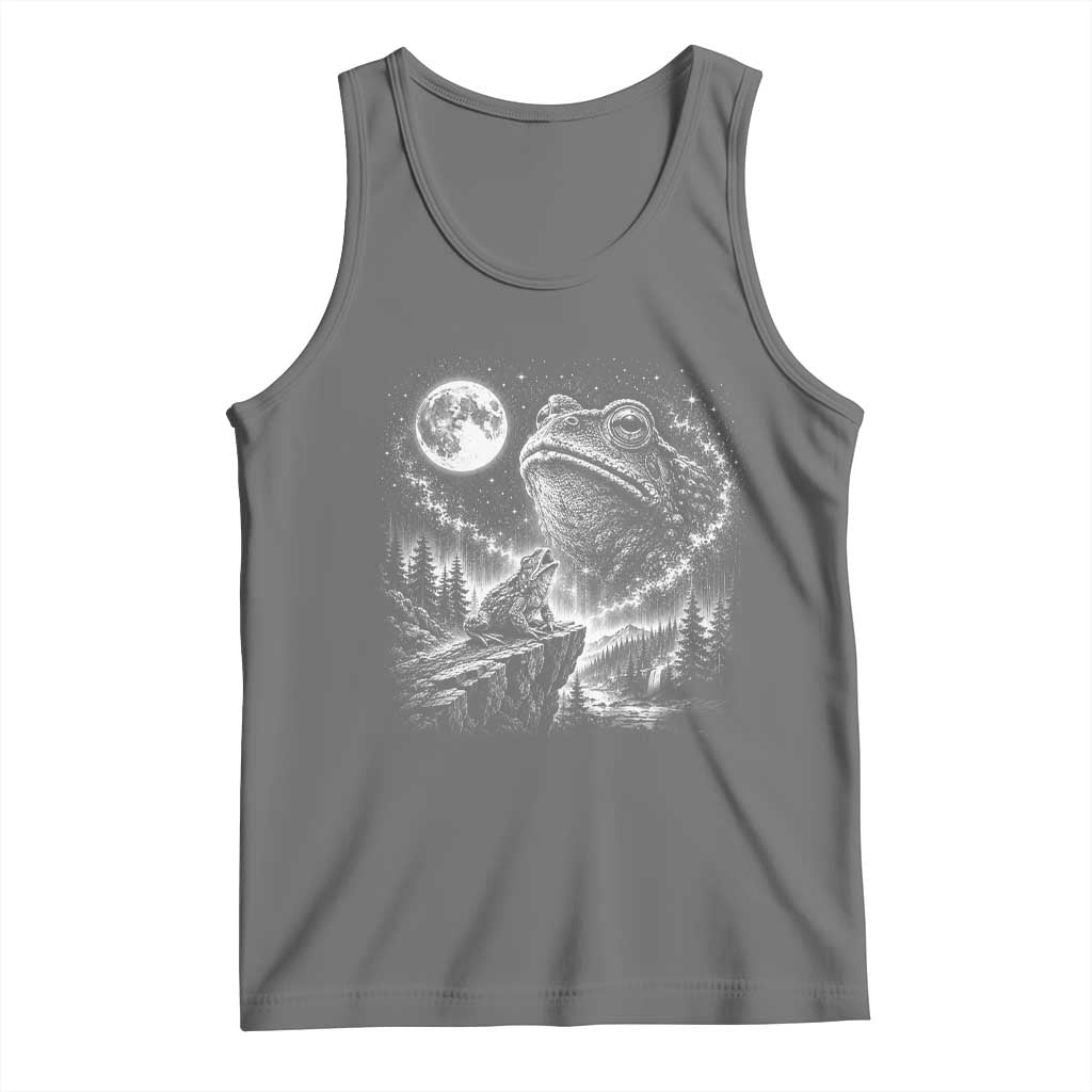 Frog Moon Tank Top Vintage 90s Frog Howling to Moon Parody Meme TS10 Black Heather Print Your Wear