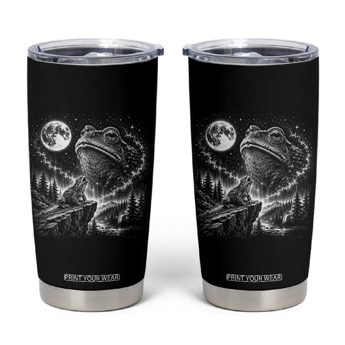 Frog Moon Tumbler Cup Vintage 90s Frog Howling to Moon Parody Meme TS10 Black Print Your Wear