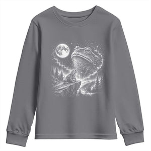 Frog Moon Youth Sweatshirt Vintage 90s Frog Howling to Moon Parody Meme TS10 Charcoal Print Your Wear
