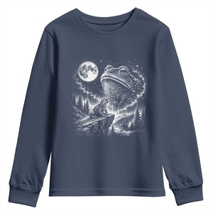 Frog Moon Youth Sweatshirt Vintage 90s Frog Howling to Moon Parody Meme TS10 Navy Print Your Wear