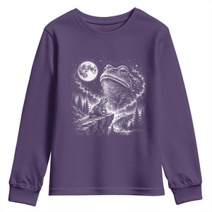 Frog Moon Youth Sweatshirt Vintage 90s Frog Howling to Moon Parody Meme TS10 Purple Print Your Wear