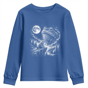 Frog Moon Youth Sweatshirt Vintage 90s Frog Howling to Moon Parody Meme TS10 Royal Blue Print Your Wear