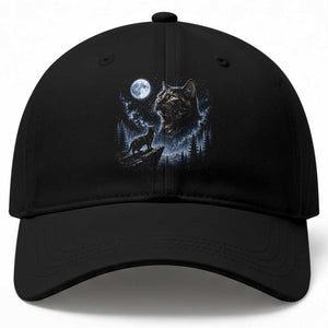 Tortoiseshell Cat Howling To The Moon Baseball Cap Tortie Cat Lover 90s Retro TS10 Print Your Wear
