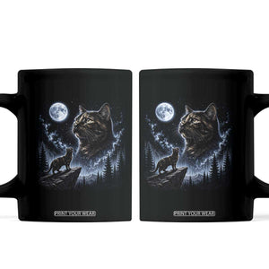 Tortoiseshell Cat Howling To The Moon Coffee Mug Tortie Cat Lover 90s Retro TS10 Black Print Your Wear
