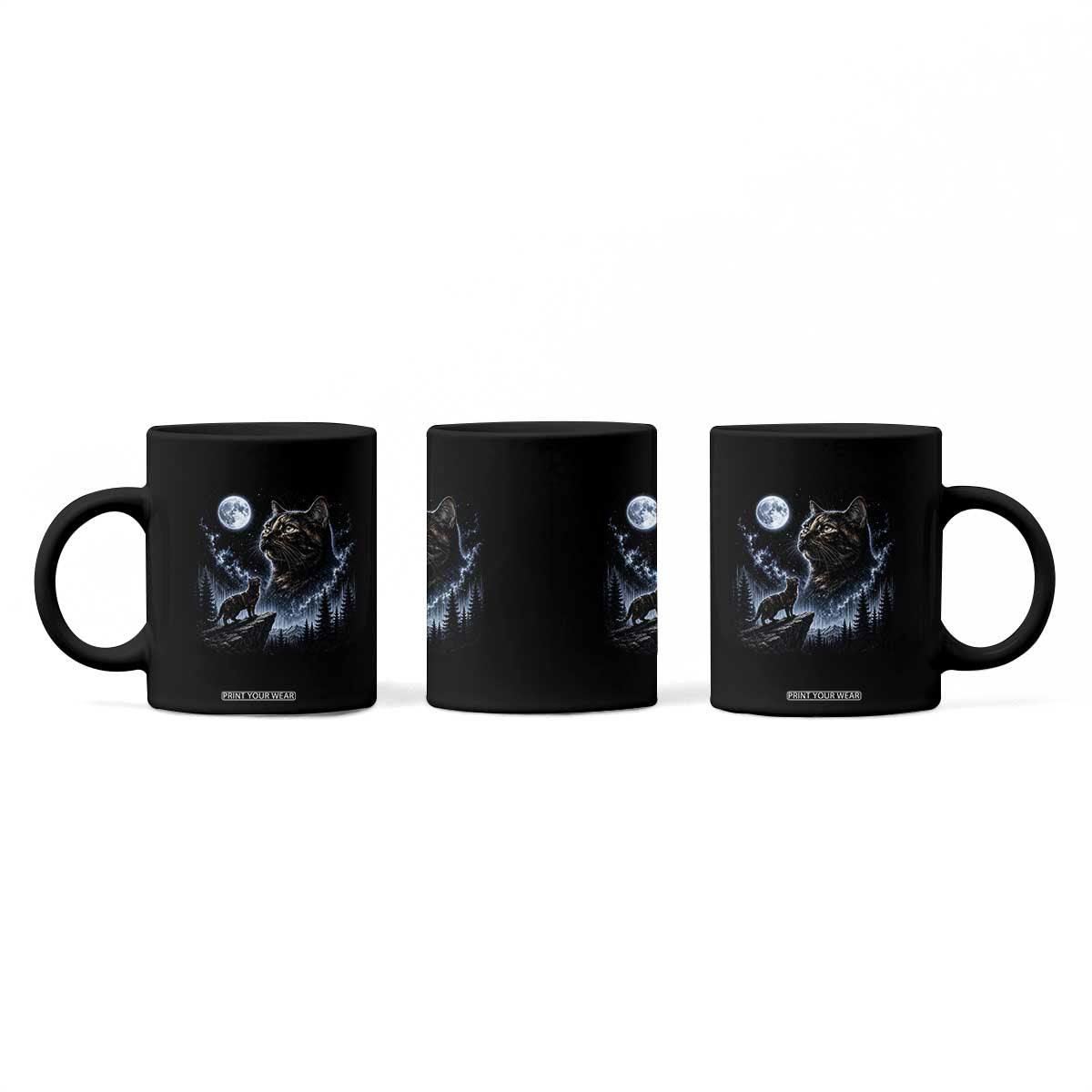 Tortoiseshell Cat Howling To The Moon Coffee Mug Tortie Cat Lover 90s Retro TS10 Print Your Wear