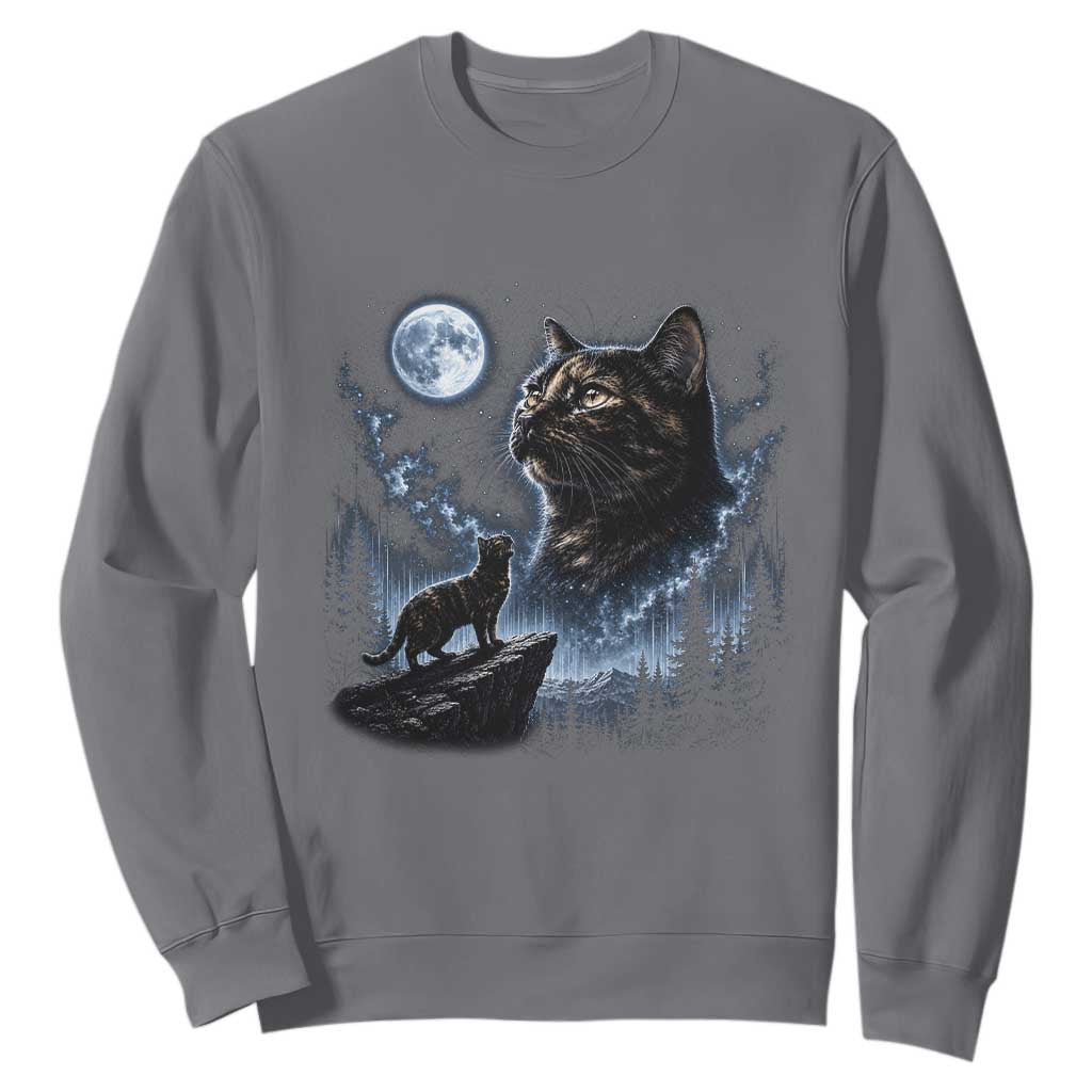 Tortoiseshell Cat Howling To The Moon Sweatshirt Tortie Cat Lover 90s Retro TS10 Charcoal Print Your Wear