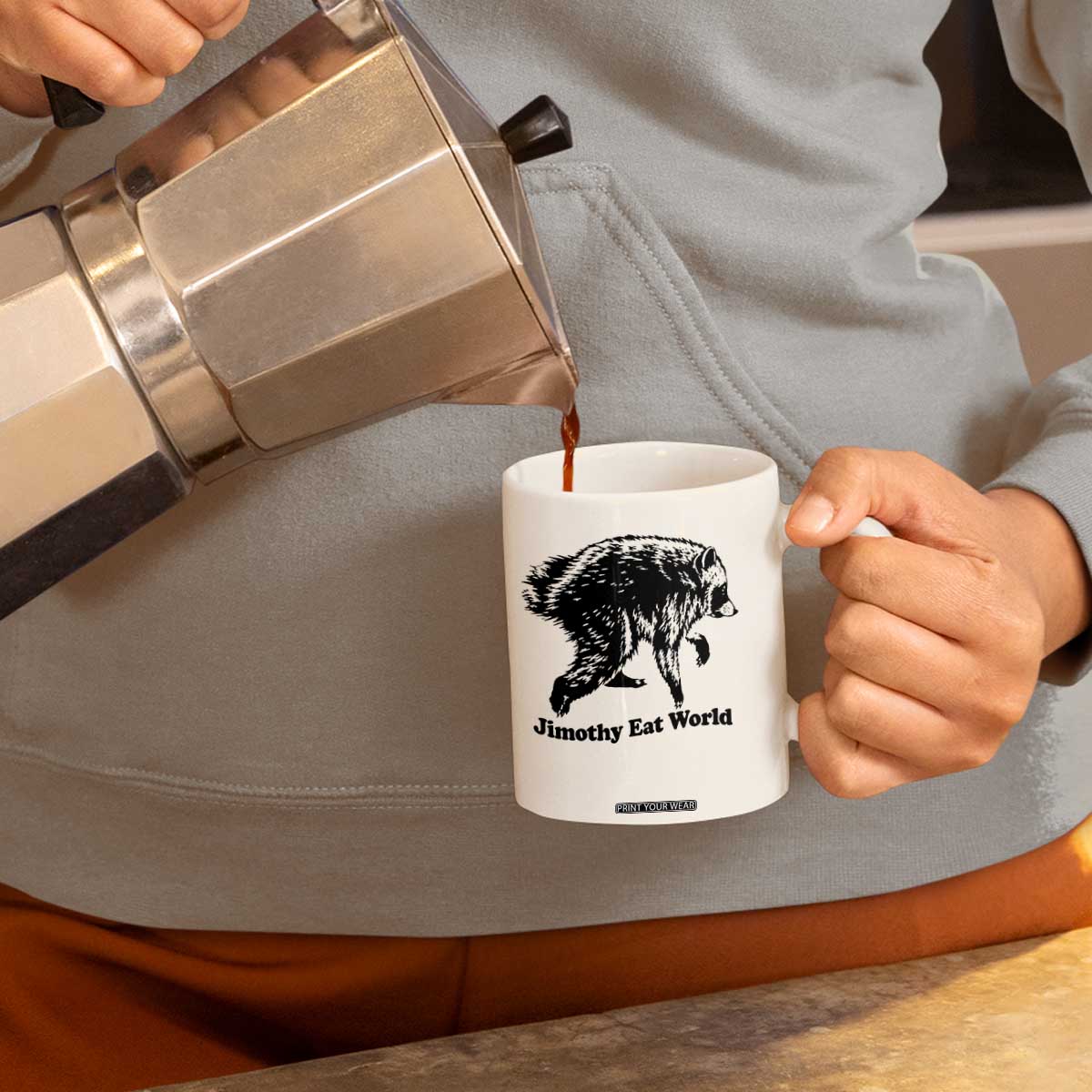 Jimothy Eat World Funny Viral Raccoon Seattle Trash Panda Coffee Mug TS10 Print Your Wear