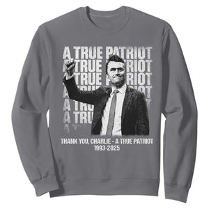 Charlie Kirk Freedom Sweatshirt Vintage A True Patriot Patriotic American TS10 Charcoal Print Your Wear