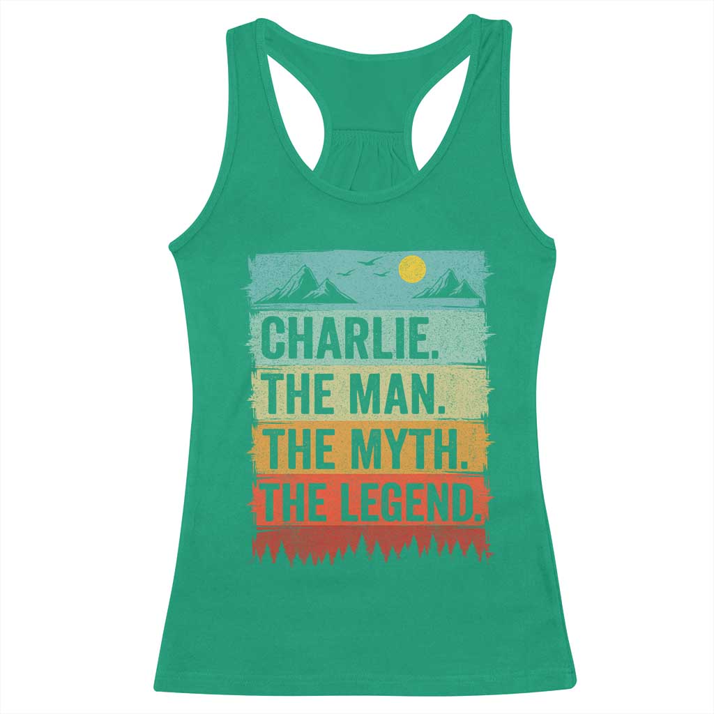 Charlie The Man The Myth The Legend Racerback Tank Top Retro Vintage TS10 Irish Green Print Your Wear