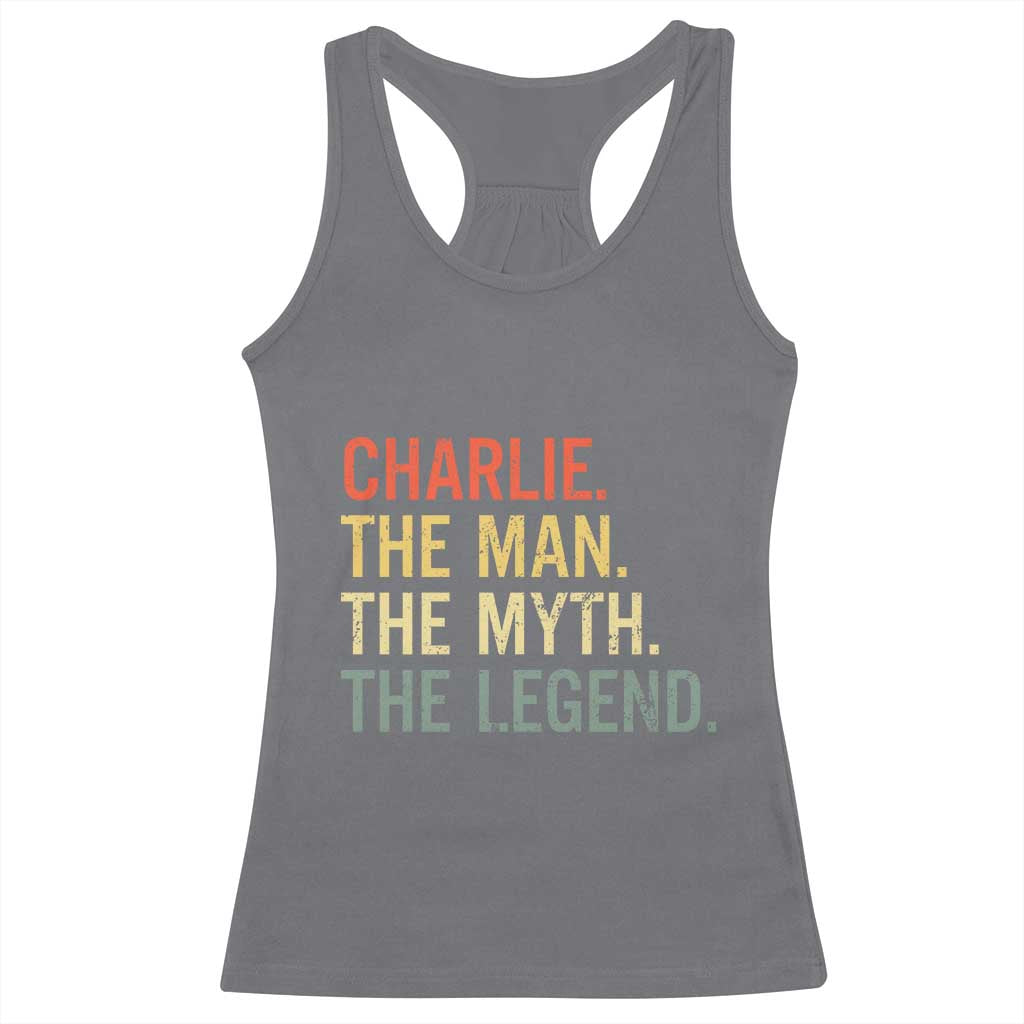 Retro Charlie The Man The Myth The Legend Racerback Tank Top TS10 Charcoal Print Your Wear
