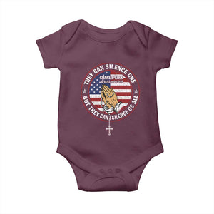 Charlie Kirk Memorial Baby Onesie Retro American Flag TS10 Maroon Print Your Wear