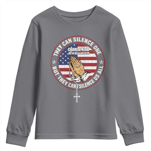 Charlie Kirk Memorial Youth Sweatshirt Retro American Flag TS10 Charcoal Print Your Wear