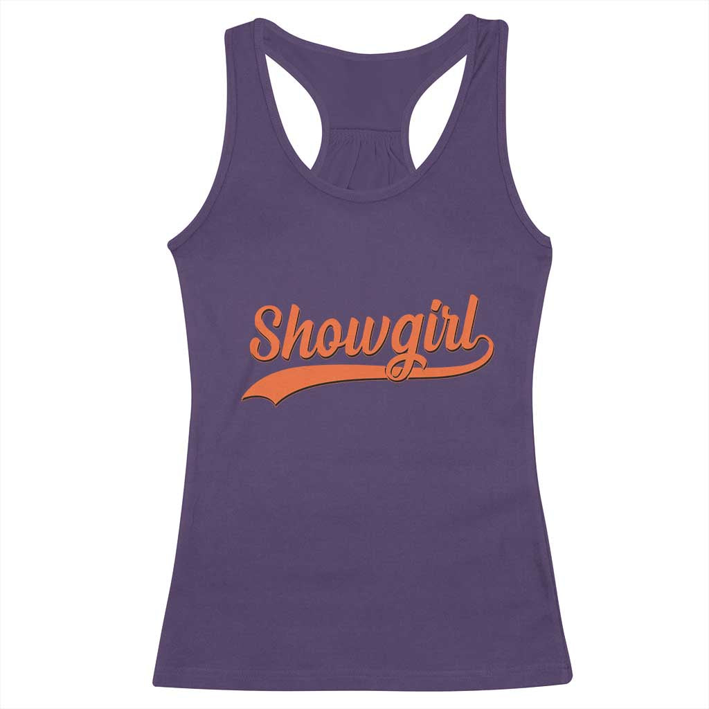 Showgirl Racerback Tank Top Varsity Script Vintage Sports Jersey Style TS10 Purple Print Your Wear
