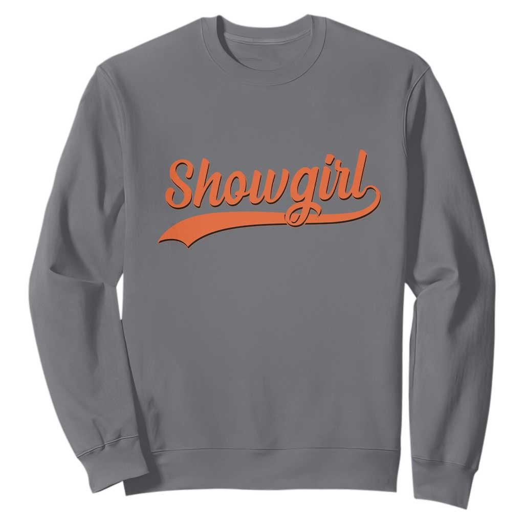 Showgirl Sweatshirt Varsity Script Vintage Sports Jersey Style TS10 Charcoal Print Your Wear
