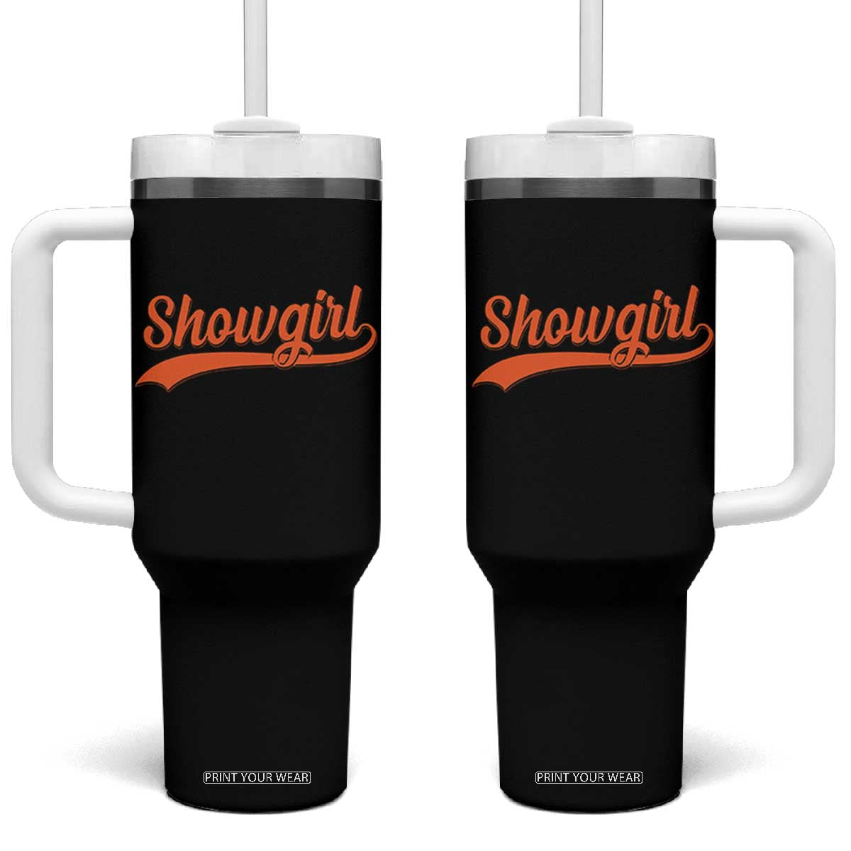 Showgirl Tumbler With Handle Varsity Script Vintage Sports Jersey Style TS10 One Size: 40 oz Black Print Your Wear