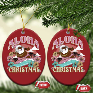 Hawaii Christmas Ornament Retro African American Surfing Santa With Tattoos Aloha Christmas TS10 Oval Red Print Your Wear