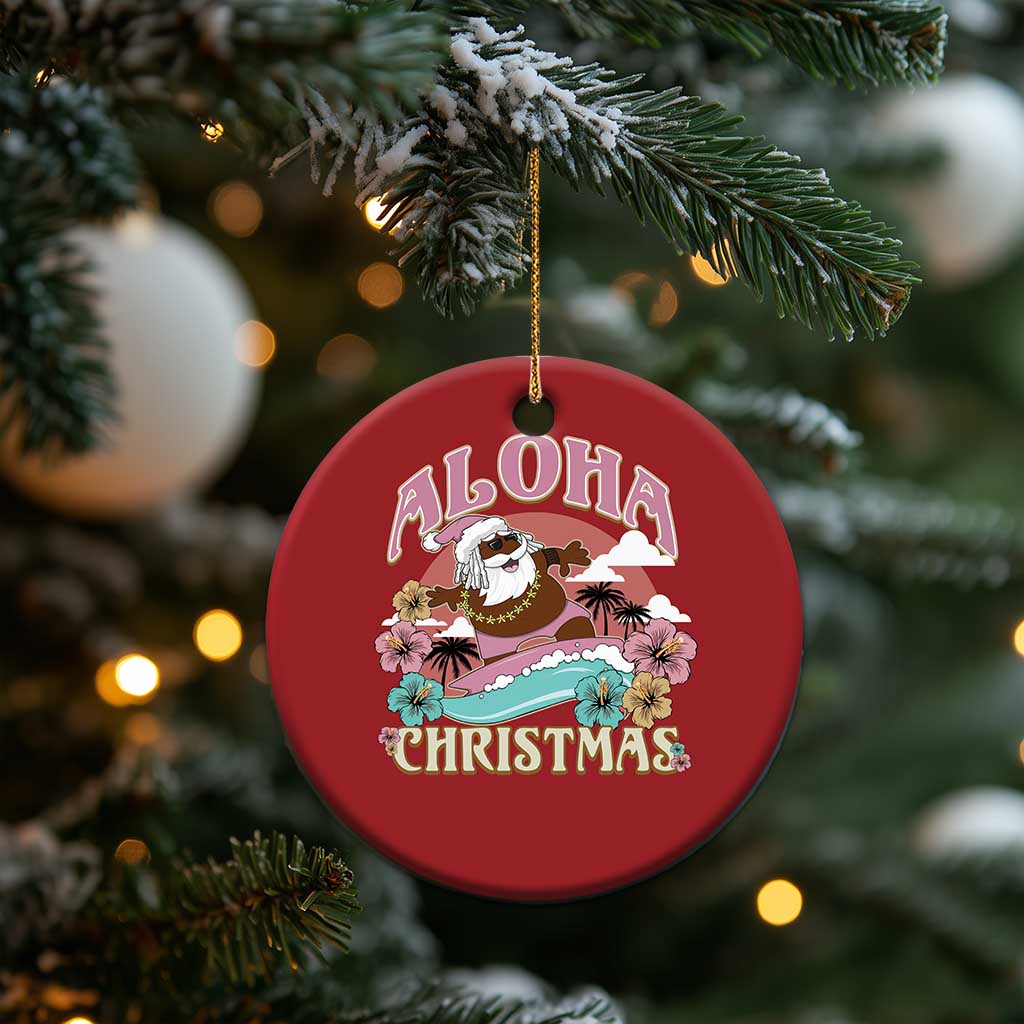 Hawaii Christmas Ornament Retro African American Surfing Santa With Tattoos Aloha Christmas TS10 Print Your Wear