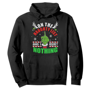 Funny Xmas Hoodie On The List Of Naughty And I Regret Nothing Christmas TS10 Black Print Your Wear