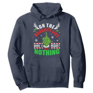 Funny Xmas Hoodie On The List Of Naughty And I Regret Nothing Christmas TS10 Navy Print Your Wear