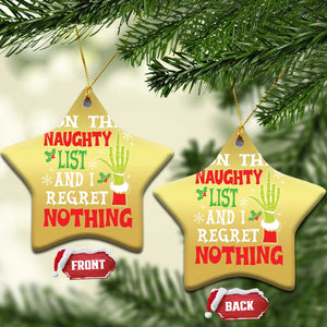 Funny Christmas Ornament On The List Of Naughty And I Regret Nothing Xmas TS10 Star Gold Print Your Wear